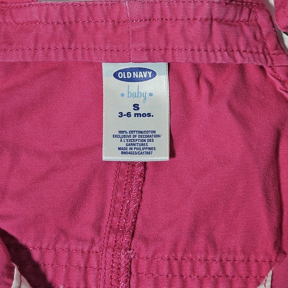 VTG Old‎ Navy Girls Bib Dress Overall Pink 3-6 Month Cotton Denim Skirtall Y2K - Picture 4 of 7